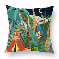 HKM-347283 Green Cartoon Whale Cushion Cover in Peach Skin, 45x45cm