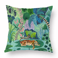 HKM-347283 Green Cartoon Whale Cushion Cover in Peach Skin, 45x45cm