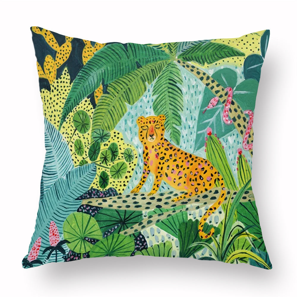 HKM-347283 Green Cartoon Whale Cushion Cover in Peach Skin, 45x45cm