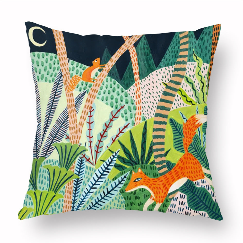 HKM-347283 Green Cartoon Whale Cushion Cover in Peach Skin, 45x45cm