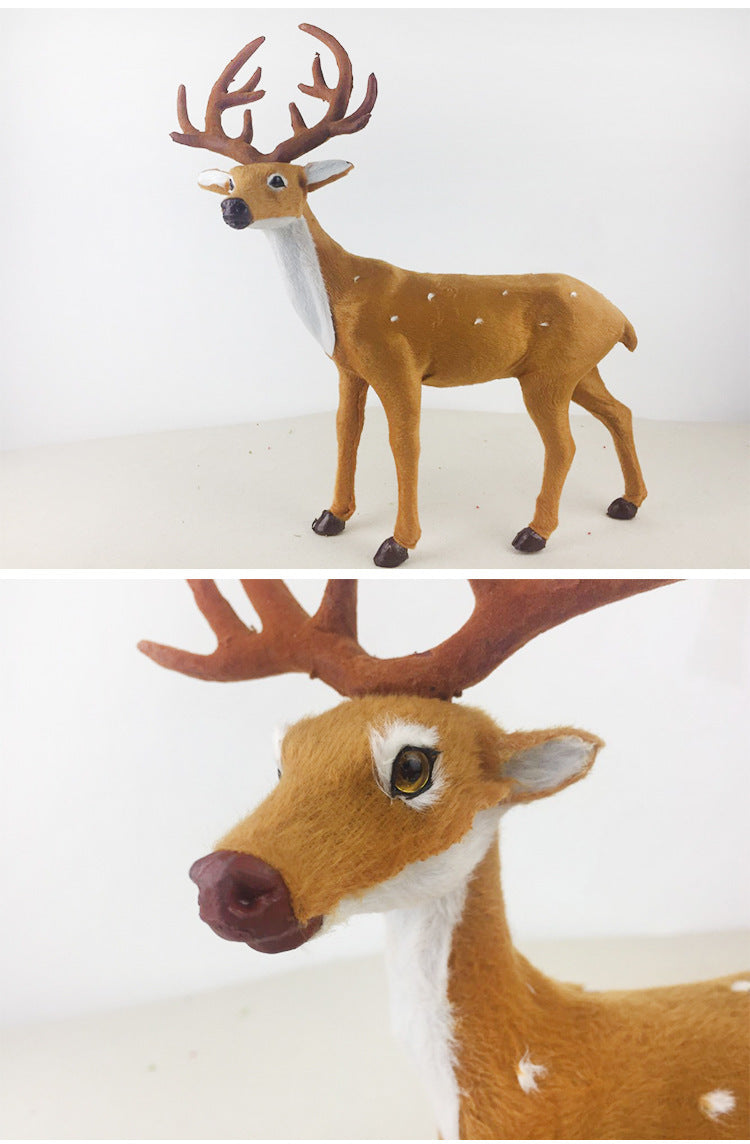 HKM-347347 Christmas Elk Decor with Flocking Finish - Nonwoven Fabric Desktop Ornaments in 15cm, 20cm, and 30cm Sizes