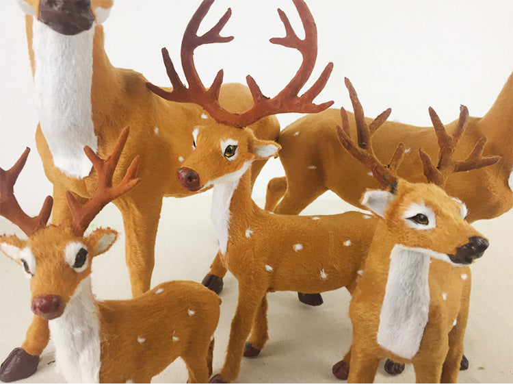 HKM-347347 Christmas Elk Decor with Flocking Finish - Nonwoven Fabric Desktop Ornaments in 15cm, 20cm, and 30cm Sizes