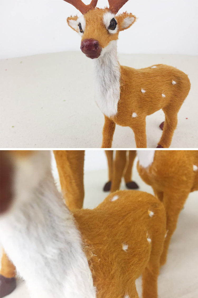 HKM-347347 Christmas Elk Decor with Flocking Finish - Nonwoven Fabric Desktop Ornaments in 15cm, 20cm, and 30cm Sizes