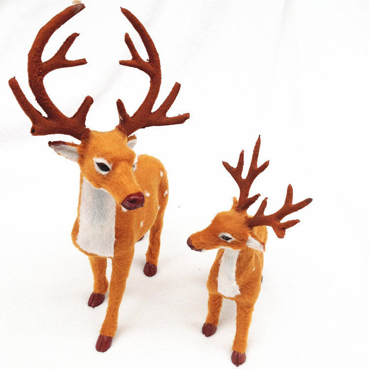 HKM-347347 Christmas Elk Decor with Flocking Finish - Nonwoven Fabric Desktop Ornaments in 15cm, 20cm, and 30cm Sizes