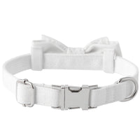 HKM-347603 Elegant White Pet Bow Knot Collar with Adjustable Sizes for Dogs