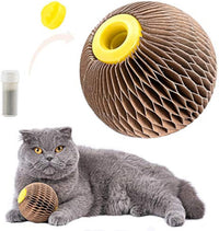 HKM-347667 Catnip Ball Toy for Cats - Refillable Scratcher for Exercise and Stress Relief, Eco-Friendly Cardboard Design