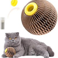 HKM-347667 Catnip Ball Toy for Cats - Refillable Scratcher for Exercise and Stress Relief, Eco-Friendly Cardboard Design