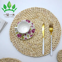 HKM-347731 Woven Corn Table Mats - Round Insulation for Dinner, Tea, and Cup - Available in 11cm, 20cm, 30cm, 40cm