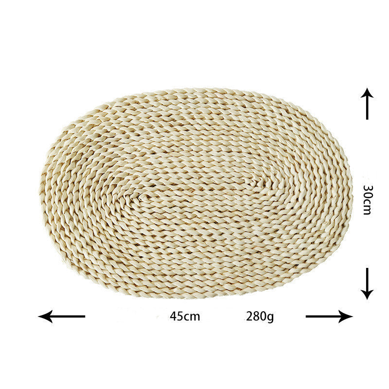 HKM-347731 Woven Corn Table Mats - Round Insulation for Dinner, Tea, and Cup - Available in 11cm, 20cm, 30cm, 40cm