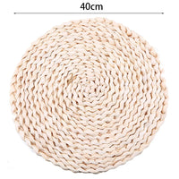 HKM-347731 Woven Corn Table Mats - Round Insulation for Dinner, Tea, and Cup - Available in 11cm, 20cm, 30cm, 40cm