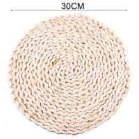 HKM-347731 Woven Corn Table Mats - Round Insulation for Dinner, Tea, and Cup - Available in 11cm, 20cm, 30cm, 40cm