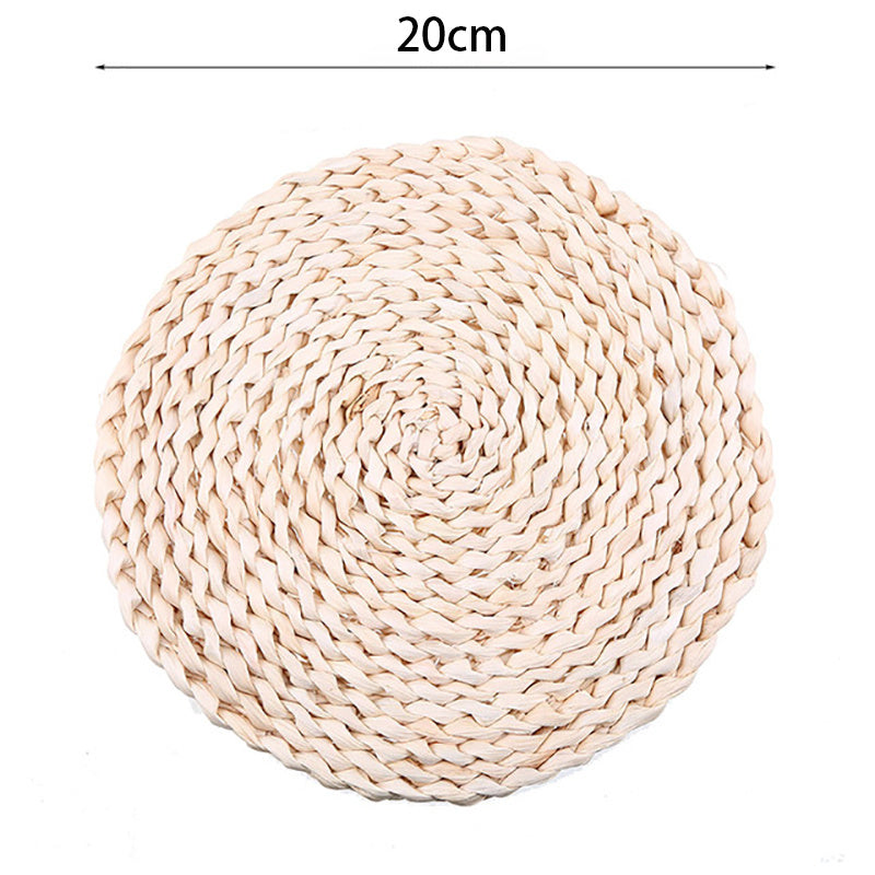 HKM-347731 Woven Corn Table Mats - Round Insulation for Dinner, Tea, and Cup - Available in 11cm, 20cm, 30cm, 40cm