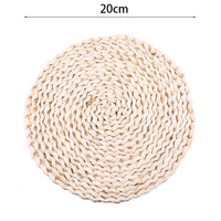 HKM-347731 Woven Corn Table Mats - Round Insulation for Dinner, Tea, and Cup - Available in 11cm, 20cm, 30cm, 40cm