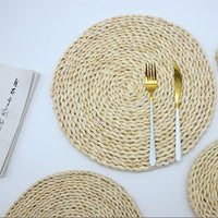 HKM-347731 Woven Corn Table Mats - Round Insulation for Dinner, Tea, and Cup - Available in 11cm, 20cm, 30cm, 40cm