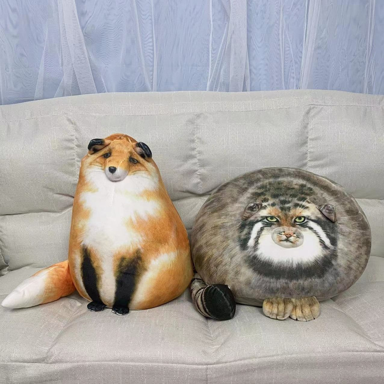 HKM-347859 Plush Simulation Doll: Fox, Raccoon, Rabbit, Medium Size, Soft Toy Pillow