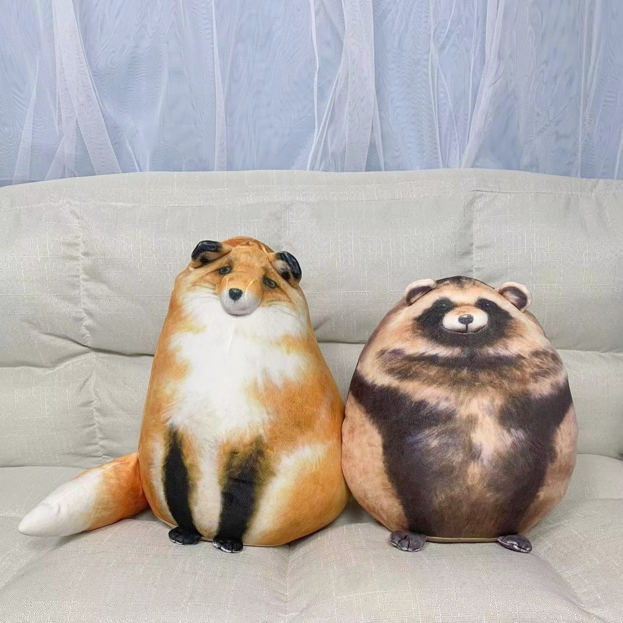 HKM-347859 Plush Simulation Doll: Fox, Raccoon, Rabbit, Medium Size, Soft Toy Pillow