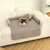 HKM-347923 Cozy Corduroy Pet Bed with Neck Pillow - Soft, Thick Mat for Dogs and Cats, Perfect for Home and Outdoor Use, 75x75cm