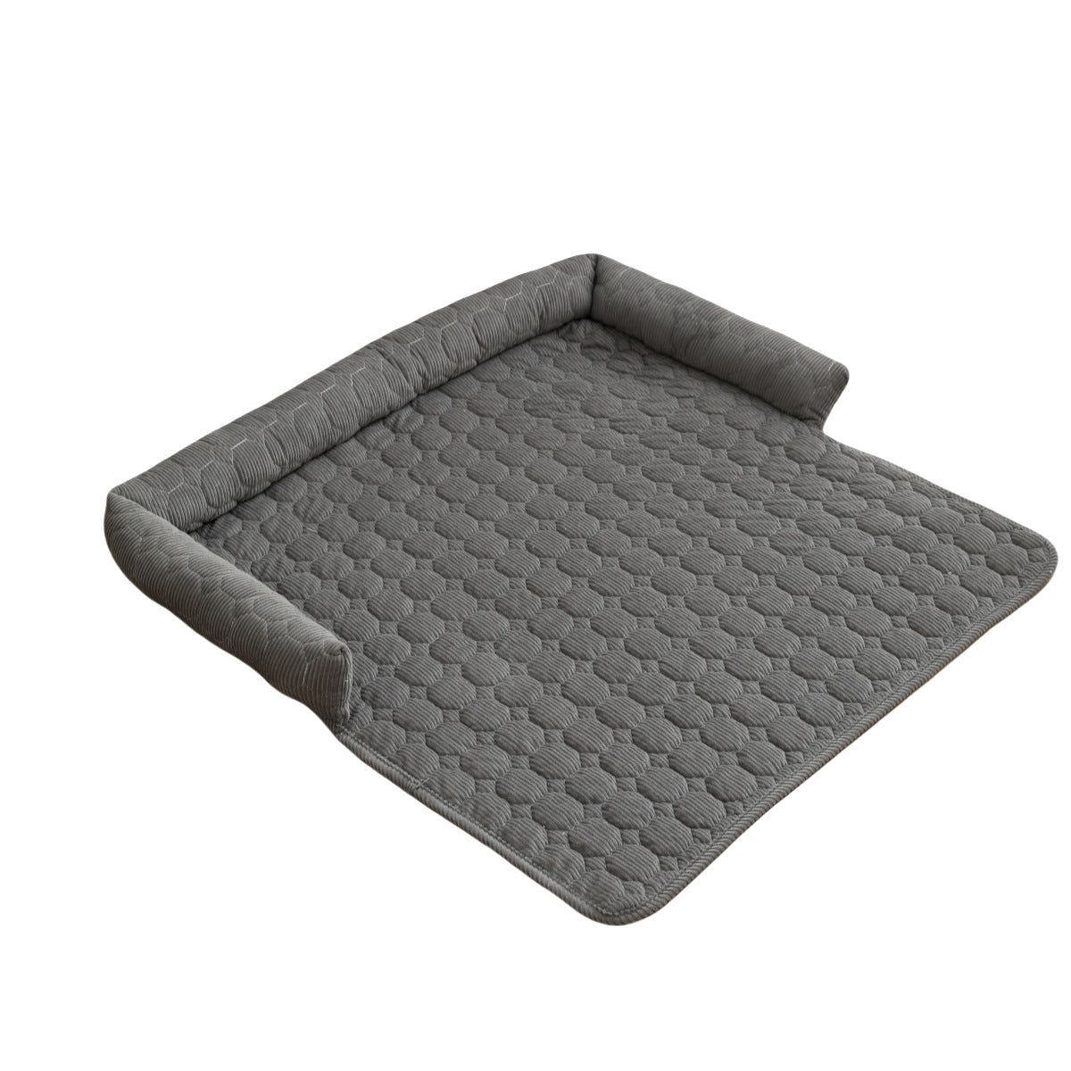 HKM-347923 Cozy Corduroy Pet Bed with Neck Pillow - Soft, Thick Mat for Dogs and Cats, Perfect for Home and Outdoor Use, 75x75cm