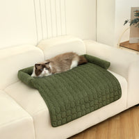 HKM-347923 Cozy Corduroy Pet Bed with Neck Pillow - Soft, Thick Mat for Dogs and Cats, Perfect for Home and Outdoor Use, 75x75cm