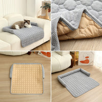 HKM-347923 Cozy Corduroy Pet Bed with Neck Pillow - Soft, Thick Mat for Dogs and Cats, Perfect for Home and Outdoor Use, 75x75cm