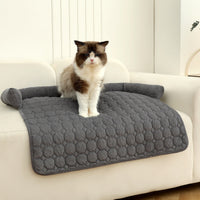 HKM-347923 Cozy Corduroy Pet Bed with Neck Pillow - Soft, Thick Mat for Dogs and Cats, Perfect for Home and Outdoor Use, 75x75cm