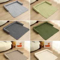 HKM-347923 Cozy Corduroy Pet Bed with Neck Pillow - Soft, Thick Mat for Dogs and Cats, Perfect for Home and Outdoor Use, 75x75cm