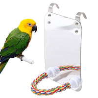 HKM-347987 Acrylic Bird Toy with Mirror and Cotton Rope for Interactive Play
