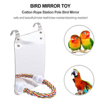 HKM-347987 Acrylic Bird Toy with Mirror and Cotton Rope for Interactive Play