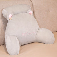 HKM-348051 Plush Large Back Sofa Cushion with Embroidery in Pink Rabbit, Elk, Grey Cat, Brown Monkey, and Blue Elephant Designs