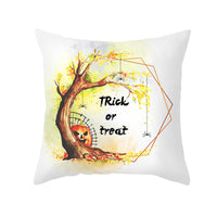 HKM-348115 Halloween Pumpkin Letter Fleece Cushion Cover 45x45cm Geometric Design with PP Cotton Fill