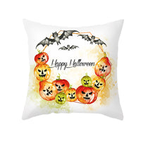 HKM-348115 Halloween Pumpkin Letter Fleece Cushion Cover 45x45cm Geometric Design with PP Cotton Fill