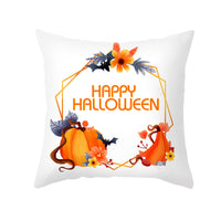 HKM-348115 Halloween Pumpkin Letter Fleece Cushion Cover 45x45cm Geometric Design with PP Cotton Fill