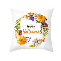 HKM-348115 Halloween Pumpkin Letter Fleece Cushion Cover 45x45cm Geometric Design with PP Cotton Fill