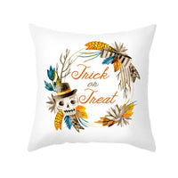 HKM-348115 Halloween Pumpkin Letter Fleece Cushion Cover 45x45cm Geometric Design with PP Cotton Fill