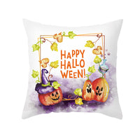 HKM-348115 Halloween Pumpkin Letter Fleece Cushion Cover 45x45cm Geometric Design with PP Cotton Fill