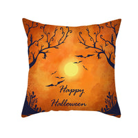 HKM-348115 Halloween Pumpkin Letter Fleece Cushion Cover 45x45cm Geometric Design with PP Cotton Fill