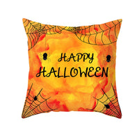 HKM-348115 Halloween Pumpkin Letter Fleece Cushion Cover 45x45cm Geometric Design with PP Cotton Fill