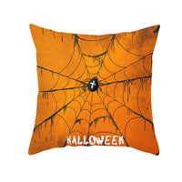 HKM-348115 Halloween Pumpkin Letter Fleece Cushion Cover 45x45cm Geometric Design with PP Cotton Fill