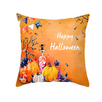 HKM-348115 Halloween Pumpkin Letter Fleece Cushion Cover 45x45cm Geometric Design with PP Cotton Fill