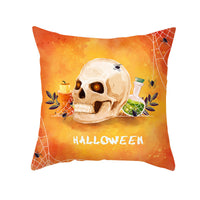 HKM-348115 Halloween Pumpkin Letter Fleece Cushion Cover 45x45cm Geometric Design with PP Cotton Fill