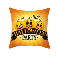 HKM-348115 Halloween Pumpkin Letter Fleece Cushion Cover 45x45cm Geometric Design with PP Cotton Fill