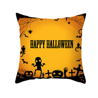 HKM-348115 Halloween Pumpkin Letter Fleece Cushion Cover 45x45cm Geometric Design with PP Cotton Fill