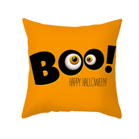 HKM-348115 Halloween Pumpkin Letter Fleece Cushion Cover 45x45cm Geometric Design with PP Cotton Fill