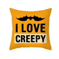HKM-348115 Halloween Pumpkin Letter Fleece Cushion Cover 45x45cm Geometric Design with PP Cotton Fill