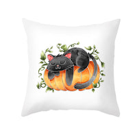 HKM-348115 Halloween Pumpkin Letter Fleece Cushion Cover 45x45cm Geometric Design with PP Cotton Fill