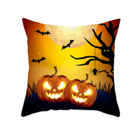 HKM-348115 Halloween Pumpkin Letter Fleece Cushion Cover 45x45cm Geometric Design with PP Cotton Fill