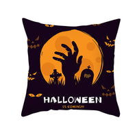 HKM-348115 Halloween Pumpkin Letter Fleece Cushion Cover 45x45cm Geometric Design with PP Cotton Fill
