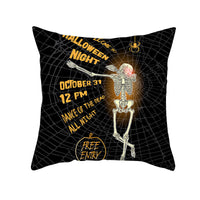 HKM-348115 Halloween Pumpkin Letter Fleece Cushion Cover 45x45cm Geometric Design with PP Cotton Fill
