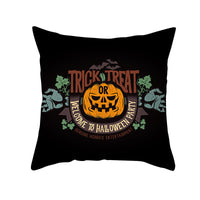 HKM-348115 Halloween Pumpkin Letter Fleece Cushion Cover 45x45cm Geometric Design with PP Cotton Fill