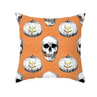 HKM-348115 Halloween Pumpkin Letter Fleece Cushion Cover 45x45cm Geometric Design with PP Cotton Fill